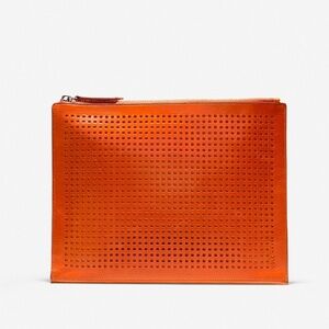Cole Haan | Perforated Medium Leather Pouch | Spicy Orange